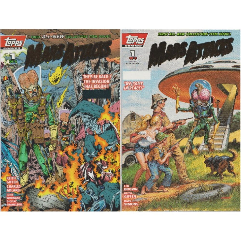 1994 Topps Mars Attacks #1 Gold Foil Logo 2 Covers Flip Variant Edition Comic